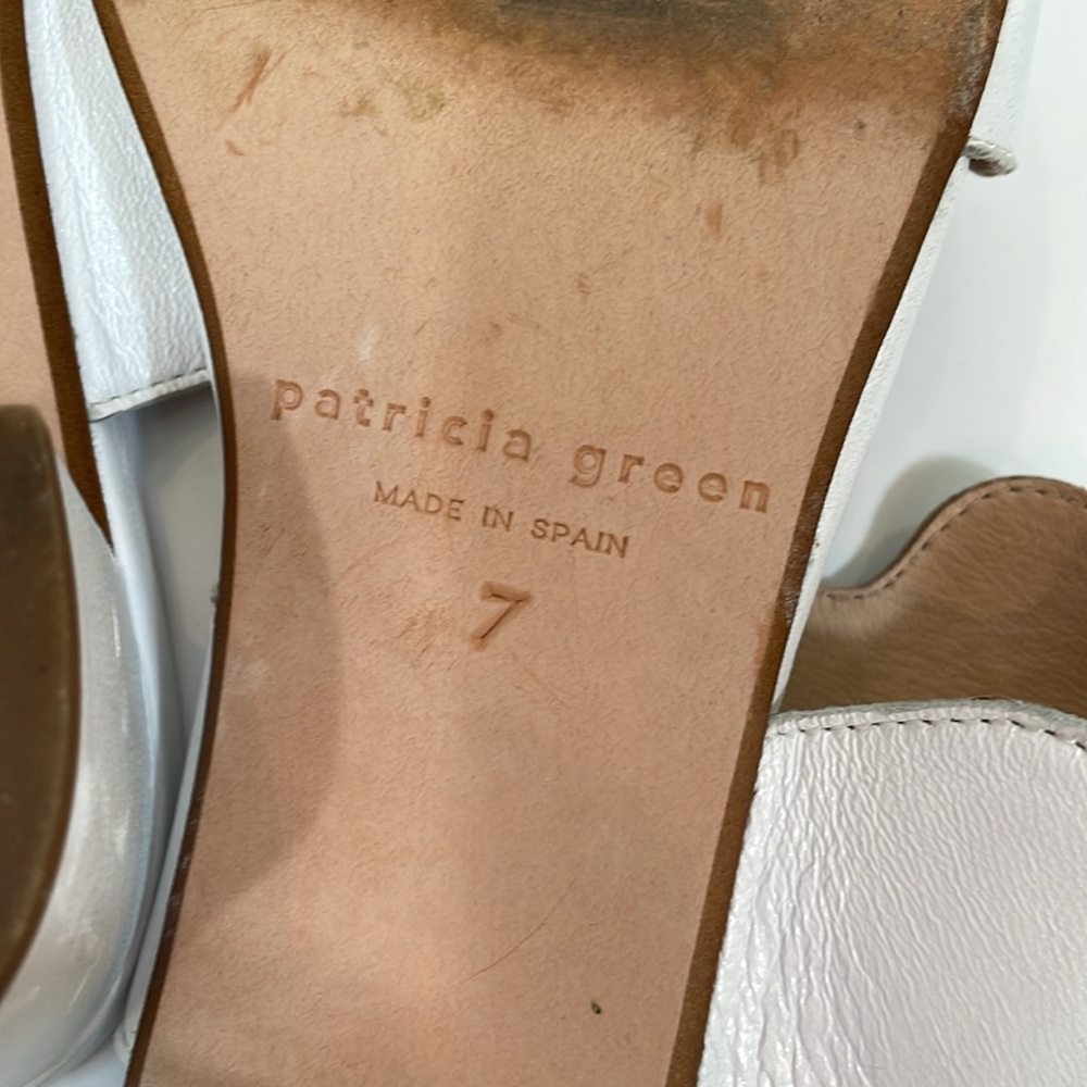 Patricia Green Palm Beach Block Sandals Size 7 White Low Heel Slip On - Picture 10 of 14